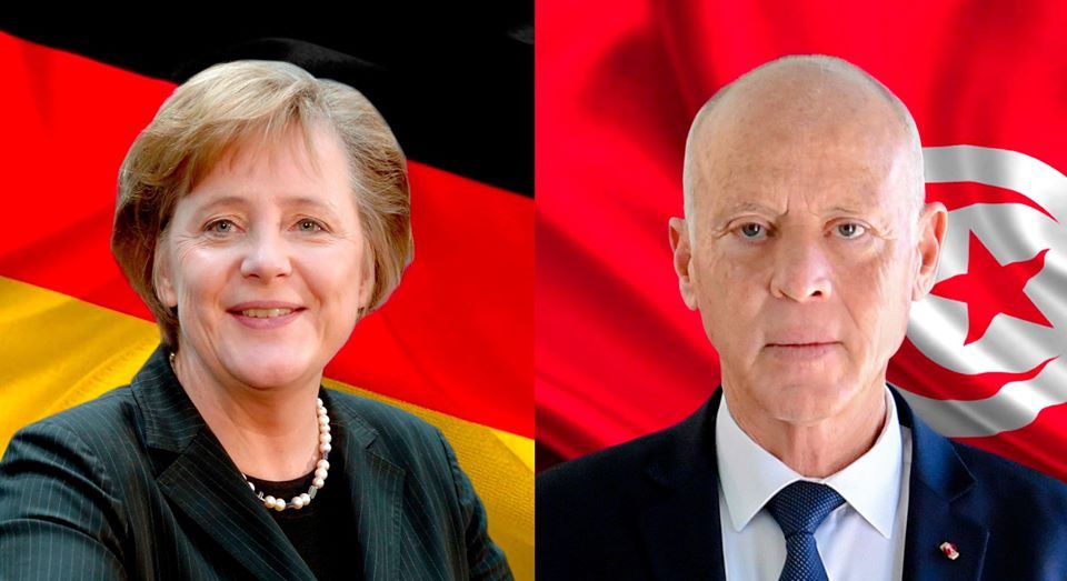 الرئيس التونسي قيس سعيّد والمستشارة الألمانية أنغيلا ميركل
